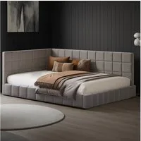 OKWISH Polsterbett Polsterbett Doppelbett Daybett Tagesbett 140x200 cm (Samtstoff, inkl. Lattenrost – Perfekt für Gästezimmer & kleine Räume, mit Lattenrost aus hautsympathischem Samtstoff 140*200cm), Ohne Matratze