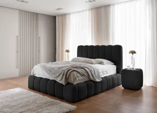 Polsterbett Doppelbett Set.3 CARSON 200x200cm Stoff Catch Me Schwarz