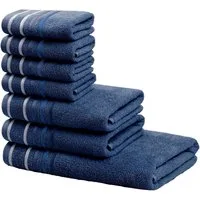 OTTO home Handtuch Set Niki, Duschtuch, Handtücher und Gästetücher, Walkfrottee (Set, 7-St), Handtücher mit mehrfarbiger Streifenbordüre, weich, aus 100% Baumwolle