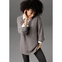 Aniston CASUAL Longpullover mit fixierten Umschlag an den langen Ärmeln