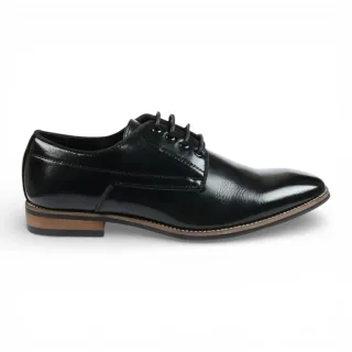 Schwarze, klassische Derby-Brogue-Schnürschuhe für Herren mit schlichter Zehenpartie