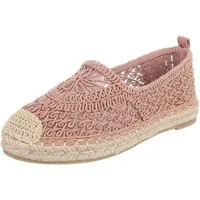 Ital-Design Damen Espadrille Slipper mit Flechtdetail Slipper (91971212) Blockabsatz Mokassins in Altrosa