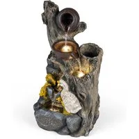KOMFOTTEU Gartenbrunnen, dekorativer Zierbrunnen mit LED-Licht & Pumpe