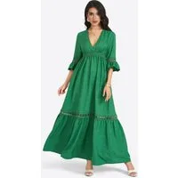 Imily Bela Maxikleid Damen Retro Freizeitkleid (Packung, 1-tlg., 1per-Pack) V-Ausschnitt