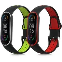 kwmobile 2x Uhrenarmband für Xiaomi Mi Smart Band 6/Mi Band 6/Band 5 Armband Smartwatch, 2-tlg., Fitnesstracker Band Set aus TPU Silikon - Ersatzarmband Smartwatch