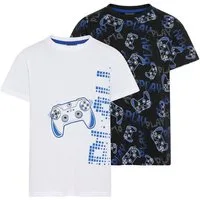 KIDSWORLD T-Shirt 2er Pack Shirts mit Gamer/Controller Print (Packung, 2-tlg., 2) Basic Passform, Rundhalsausschnitt, Allover-Druck, aus Baumwolle