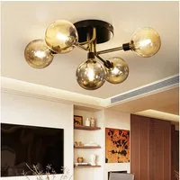 Nettlife LED Deckenleuchte Glas Wohnzimmer 5 Flammig Max.25W Deckenlampe Kugel G9 Fassung 52CM, LED wechselbar, Warmweiße, Glühbirne austauschbar