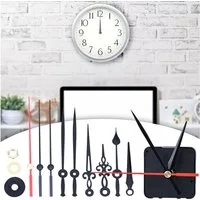 Casativo Uhr Geräuschloses Uhrwerk-Set mit 3 Zeigersätzen, Quarzwerk ohne Ticken (Quarz-Uhrwerk zum Basteln mit 3 Zeiger-Sets)