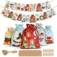 LuxusKollektion befüllbarer Adventskalender Adventskalender Befüllen 2025 Kinder 24 Tüten Rot Blau Beige Weiß Grau