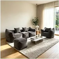 FUFU&GAGA Ecksofa Modulares Sofa Set 215 cm 5-Sitzer Cloud Sofa Cord Montagefrei,Grau
