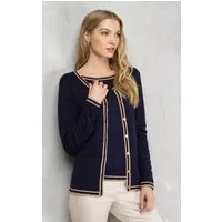 Passioni Cardigan Twinset mit Strasssteinen und Streifen