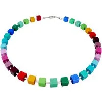traumschmuck Collier 098t Collier Halskette Würfel eloxiert Aluminium farbecht bunt (Geschenk, Muttertag, Weihnachten, Geburtstag, Valentinstag, inkl Schmuckbox), einreihig, handgefertigt