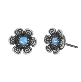 konplott - Ohrstecker - Love, Shine and Flowers silver/blau