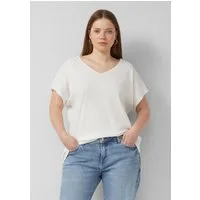 QS Kurzarmshirt T-Shirt Baumwollshirt mit Spitzeneinsatz