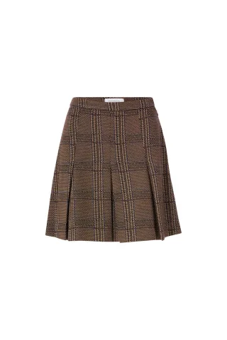 Rich & Royal - Pleated Mini Check Skirt chocolate torte - Gr. - S