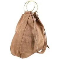 BRISE TASCHE Shopper Brise® – Italienischer Wildleder Shopper mit goldfarbenen Ringen (Taschen-Set, 2-teilig: Shopper + abnehmbare Wildleder-Clutch), Design aus echtem Wildleder mit goldfarbenen Metallringen