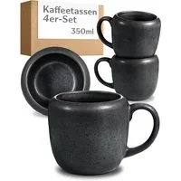 Cosumy Tasse Kaffeetassen Set 350 ml, 4er Set, handglasiert, Steingut, 4-tlg., Steingut, Handglasiert, Spülmaschinenfest & Mikrowellengeeignet, 4er Set