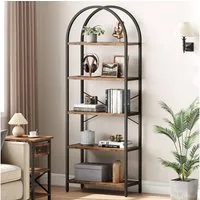 GarveeMore Bücherregal Standregal mit 5 Ebenen,gewölbt Display Racks,180x60x28cm, mit Kippschutz,für Schlafzimmer,Wohnzimmer,Home Office