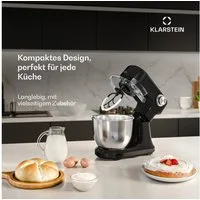 Klarstein Küchenmaschine mit Kochfunktion, 1500 W, 5 l Schüssel, Kompakt Küche maschine 5 L 12 Stufe Pulsfunktion 1500 W Schwarz