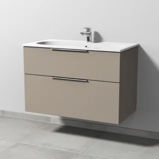Sanipa 3way Waschtischunterbau zu Geberit Acanto Slim Waschtisch mit 2 Auszügen, Sandgrau-Matt UF41267