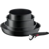 Tefal Topf-Set Ingenio Ultimate, Topf und Pfannenset abnehmbarer Griff, stapelbar, Aluminium (Set, 5-tlg., 2x Kasserollen Ø 16/20 cm, 2x Pannen Ø 22/28 cm, 1x abnehmbarer Griff), platzsparend, Pfannenset Induktion mit Antihaftversiegelung, L76495