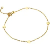 Miore Charm-Armband MGM941B - Klassisches Goldarmband mit Herzen - 9 Kt. 375 Gelbgold, Ankerkette für Damen - Made in Italy