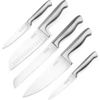 Nirosta Messer-Set Santukomesser, Universalmesser, Kochmesser, Küchenmesser gezahnt