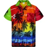 King Kameha Hawaiihemd "Beach" Funky Hawaii-Hemd Herren Kurzarm Front-Tasche Stylish