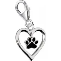 Goldene Hufeisen Charm Herz Charm Anhänger Pfote 925 Silber Tierpfote mit Herz, 925 Sterling Silber Silberschmuck für Armband