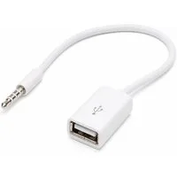 conecto 10 cm Aux-In-Kabel 3,5-mm-Klinke-Stecker auf USB 2.0-Buchse Typ A weiß USB-Kabel