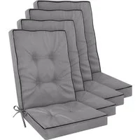 Aspero Sitzauflage 4 Premium Hochlehner Stuhlauflagen Alicante, Gepolsterte und wasserdichte Outdoor Auflage
