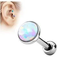Taffstyle Piercing-Set Helix Tragus Piercing Stecker mit flachen Opal Steinen Rund (Lelegantes Ohr Piercing Set für Helix Ohr Cartilage Knorpel Stecker - Geschenkidee)