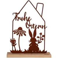 UNUS HOME Dekofigur Aufsteller Ostern Frühlingsdeko (Rostoptik), Filigrane Deko, Osterdeko modern, Fensterbank Dekoration
