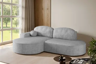 Ecksofa Schlafsofa Sofa GIRONA Stoff Poso Hellgrau Ottomane Links