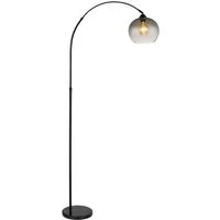 GLOBO LIGHTING Stehlampe NEWCASTLE, ohne Leuchtmittel, Stehleuchte Schwarz/Marmor, Rauchglas, höhenverstellbar, E27
