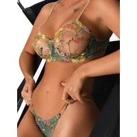 Elegant Love Set: Push-up-BH Sexy Dessous-Set, Besticktes BH-Set mit Tanga (Set, 2-tlg., mit Panty) Damenunterwäsche - Reizwäsche