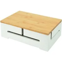 relaxdays Kabelbox Bambus Kabelbox mit Magnetdeckel, (1-tlg), weiß
