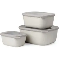 Mepal Aufbewahrungsschüssel CIRQULA, 3-teiliges Set, Weiß, mit Deckel, Polypropylen, Spülmaschinenfest, Gefrierfachgeeignet, 3000 ml, 1500 ml, 750 ml