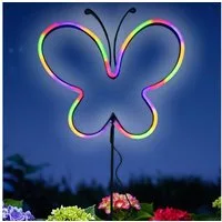 Spetebo Gartenstecker LED Beetstecker Neon Schmetterling mit Timer (Anzahl, 1-St., Stück) mit zuschaltbarem Timer