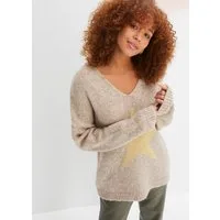 bonprix Strickpullover mit metallisierten Fasern, mit Stern-Design, Oversize Passform