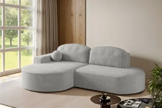 Ecksofa Schlafsofa Sofa GIRONA Stoff Arena Grau Ottomane Links