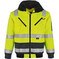 vizwell Pilotenjacke Warnschutz Pilotenjacke Arbeitsjacke Winterjacke Funktionsjacke durch abtrennbare Ärmel auch als Weste tragbar