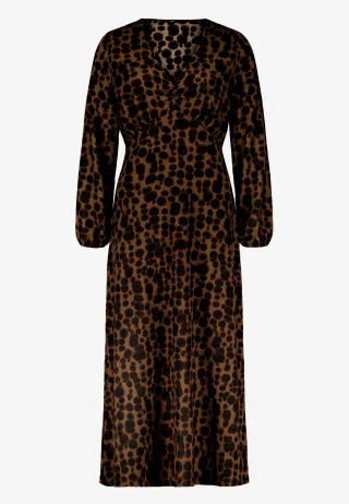 zero - Gemustertes Maxikleid mit V-Ausschnitt brown/black - Gr. - 36