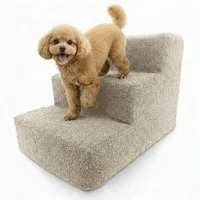 Muralo Haustiertreppe Hundetreppe für Kleine Hunde (1-St), 3 Stufen, Belastbar bis 17 kg, BOUCLE Stoff Bezug, Waschbar
