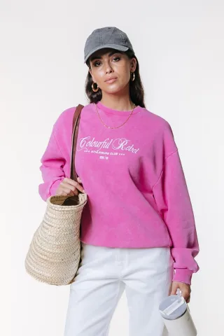 Colourful Rebel - CR Athl. Club Acid Wash Dropped Shoulder Sweat Old pink - Gr. - S