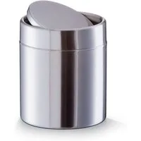 Zeller Present Badaccessoire-Set Tischabfalleimer, Edelstahl, silber, 1000 ml, Ø11,5 x 14 cm