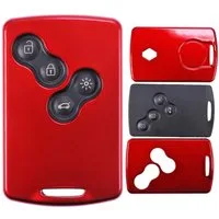 mt-key Schlüsseltasche Autoschlüssel Hardcover Schutzhülle Metallic Rot, Renault Koleos Captur Grand Scenic Megane Laguna Zoe KEYLESS CARD