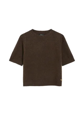 s.Oliver BLACK LABEL - Kurzarm-Strickpullover braun - Gr. - 34