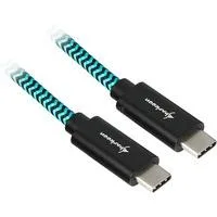 USB 3.2 Gen 2 Kabel, USB-C Stecker > USB-C Stecker schwarz/hellblau, 0,5 Meter, gesleevt