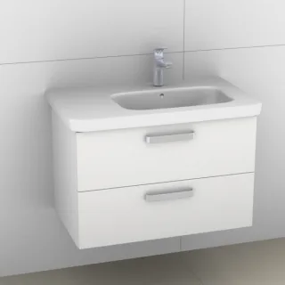 Artiqua 411 Waschtischunterschrank für DuraStyle 232680 Becken rechts Weiß Glanz, 411-WU2L-D43-7050- 411-WU2L-D43-7050-68